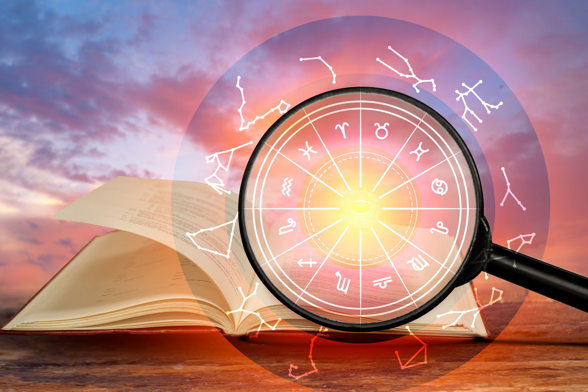 Zodiac signs and astrology with constellations, concepts, predictions, horoscopes, beliefs